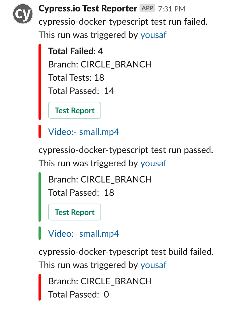 Slack Reporting for Cypress.io